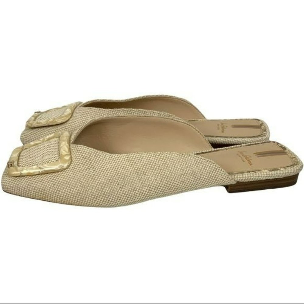NEW Sam Edelman Lavina Buckle Mule In Natural Linen Size 10